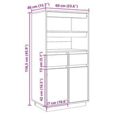 Vidaxl Vysoká skrinka čierna 60x40x116,5 cm masívna borovica