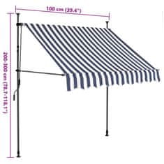 Vidaxl Ručne zaťahovacia markíza s LED 100 cm, modro biela