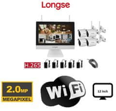 SAFETRONIK Wifi kamerový set s NVR LCD monitorom WIFI3604M4SW200 a 4 IP 2mpx kamerami IR 25m (Bez HDD) - Longse