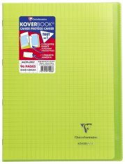 Popron.cz Clairefontaine 971403C sešit/sešit Koverbook DIN A4 21x29,7cm, 48 listů 90g, francouzský pravítko, obal z průhledného PP, 2 průhledné kapsy + 1 štítek, sešitý, zelený, 1 kus