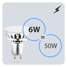 LUMILED 10x LED žiarovka GU10 6W = 50W 580lm 6500K Studená biela 120°