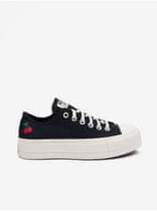 Converse Čierne dámske tenisky Converse Chuck Taylor All Star Lift Platform Cherries 40