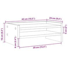 Vidaxl Stojan na monitor dymový dub 42x24x16 cm kompozitné drevo