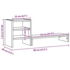 Vidaxl Stojan na monitor s organizérom hnedý dub kompozitné drevo