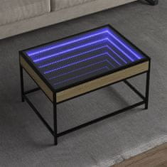 shumee vidaXL Konferenčný stolík s nekonečnými LED dub sonoma 70x50x41 cm