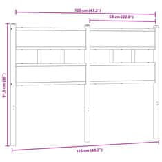 Vidaxl Čelo postele, tmavý dub 120 cm, železo a kompozitné drevo