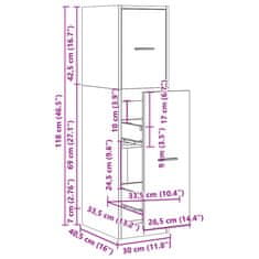 Petromila vidaXL Skrinka na lieky dymový dub 30x41x118 cm kompozitné drevo