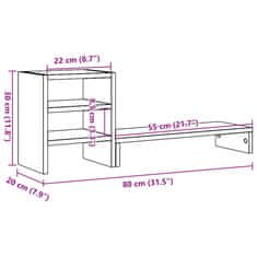 Vidaxl Stojan na monitor s organizérom staré drevo kompozitné drevo