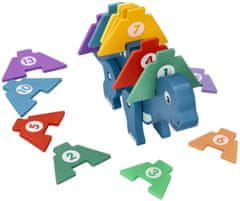 Adam toys Edukačná hračka puzzle s číslami, Dinosaurus - modrý