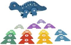 Adam toys Edukačná hračka puzzle s číslami, Dinosaurus - modrý