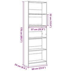 Petromila vidaXL Knižnica staré drevo 60x24x176 cm kompozitné drevo