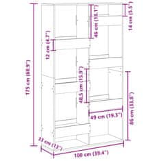 Petromila vidaXL Deliaca stena dymový dub 100x33x175 cm kompozitné drevo