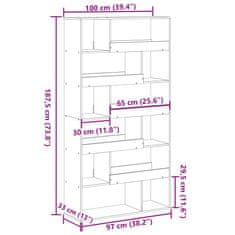 Petromila vidaXL Deliaca stena dub sonoma 100x33x187,5 cm kompozitné drevo