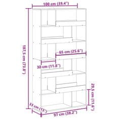 Petromila vidaXL Deliaca stena hnedý dub 100x33x187,5 cm kompozitné drevo