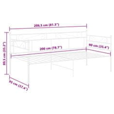 Vidaxl Rám rozkladacej pohovky biely kovový 90x200 cm