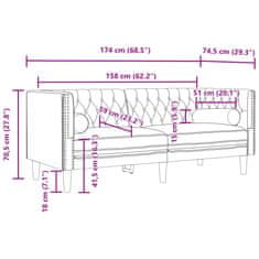 Petromila vidaXL 3-dielna Sedacia súprava Chesterfield s opierkami čierna zamat