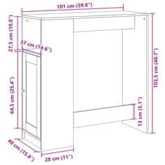 Petromila vidaXL Barový stôl s policami staré drevo 101x40x103,5cm kompoz. drevo