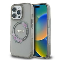 Guess Originálny zadný kryt IML Flowers Wreath Magsafe GUHMP16LHFWFCK pre iPhone 16 Pro tmavý