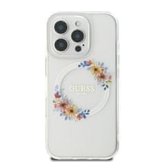 Guess Originálny zadný kryt IML Flowers Wreath Magsafe GUHMP16XHFWFCT pre iPhone 16 Pro Max transparentný