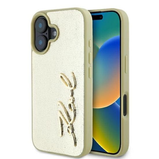 Karl Lagerfeld Originálny zadný kryt hardcase Metal Signature KLHCP16SPFMFBKMD pre iPhone 16 zlatý