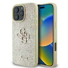 Guess Originálny pevný zadný kryt Fixed Glitter Big 4G GUHCP16LHG4SGD pre iPhone 16 Pro gold