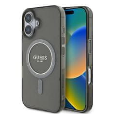 Guess Originálny zadný kryt IML Glitter Circle Magsafe GUHMP16SHFGEREK pre iPhone 16 tmavý