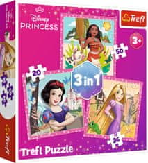 Trefl Puzzle Disney princeznej: Vaina, Locika a Snehulienka 3v1 (20,36,50 dielikov)