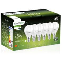 LUMILED 6x LED žiarovka E14 P40 5W = 40W 470lm 4000K Neutrálna biela 180°