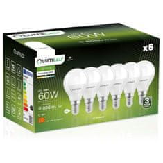 LUMILED 6x LED žiarovka E14 P40 8W = 60W 806lm 4000K Neutrálna biela 180°