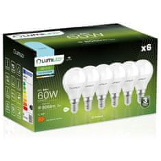 LUMILED 6x LED žiarovka E14 P40 8W = 60W 806lm 6500K Studená biela 180°