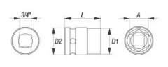 YATO Nadstavec 3/4" rázový šesťhranný 32 mm CrMo