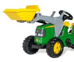 Kramp Šliapací traktor s nakladačom a vlečkou Rolly Kid John Deere zelený