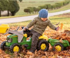 Kramp Šliapací traktor s nakladačom a vlečkou Rolly Kid John Deere zelený