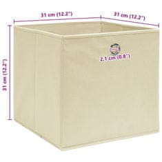 Vidaxl Úložné boxy 4 ks, krémové 32x32x32 cm, látka