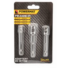 Powermat Sada adaptérov do vŕtačky 1/2" 3/8" 1/4", 3ks, šesťhran PM-ZADB-3T