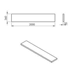 SAPHO AVICE doska 200x36cm, old wood AV2068 - Sapho