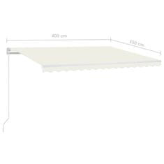 Vidaxl Ručne zaťahovacia markíza s LED 400x350 cm krémová