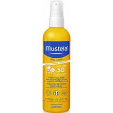 Mustela Detský ochranný sprej na opaľovanie SPF 50 (High Protection Sun Spray) 200 ml