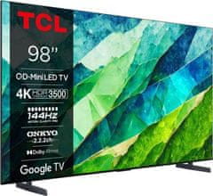 TCL UHD QLED televize 98C855 QLED TV Mini LED 144Hz