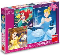 DINO Puzzle Disney princeznej: Popoluška, Ariel a Bella 3x55 dielikov