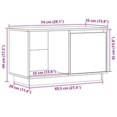 Vidaxl TV skrinka čierna 74x35x44 cm masívna borovica