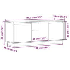 Vidaxl TV skrinka 110,5x35x44 cm masívna borovica