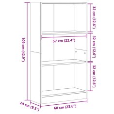 Petromila vidaXL Knižnica hnedý dub 60x24x109 cm kompozitné drevo