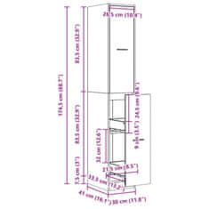 Vidaxl Skrinka na lieky dub artisian 30x41x174,5 cm kompozitné drevo