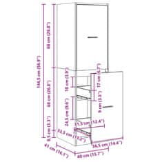 Vidaxl Skrinka na lieky sivý dub sonoma 40x41x144,5cm kompozitné drevo