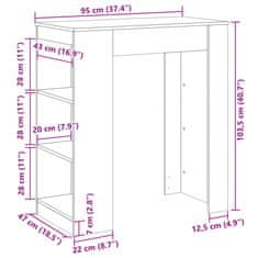 Petromila vidaXL Barový stôl a police biely 95x47x103,5 cm kompozitné drevo