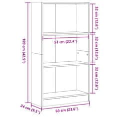 Petromila vidaXL Knižnica staré drevo 60x24x109 cm kompozitné drevo