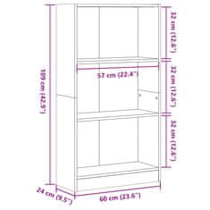 Petromila vidaXL Knižnica sivá sonoma 60x24x109 cm kompozitné drevo