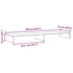 Vidaxl Stojan na monitor hnedý dub 100x27x10 cm kompozitné drevo