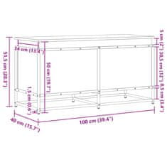 Vidaxl Úložný box s vekom dymový dub 100x40x51,5 cm kompozitné drevo